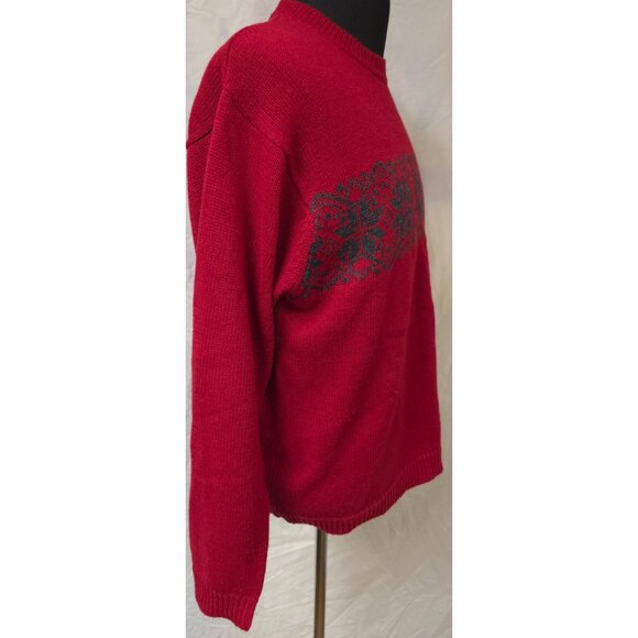 American Outpost Mens Red Nordic Holiday Snowflake Long Sleeve Sweater Size M - Picture 7 of 11